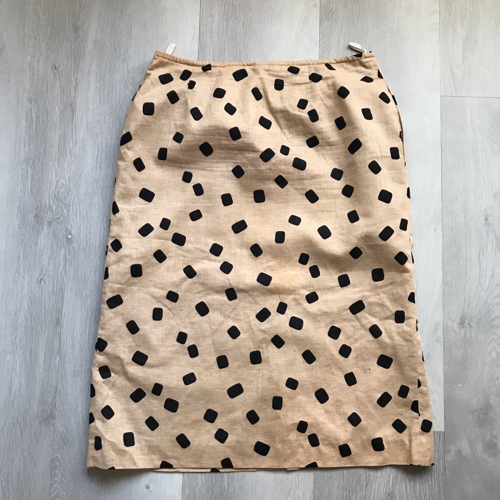 DuRue FOR BULLOCKS LINEN SKIRT SQUARE DOT WOMENS 16